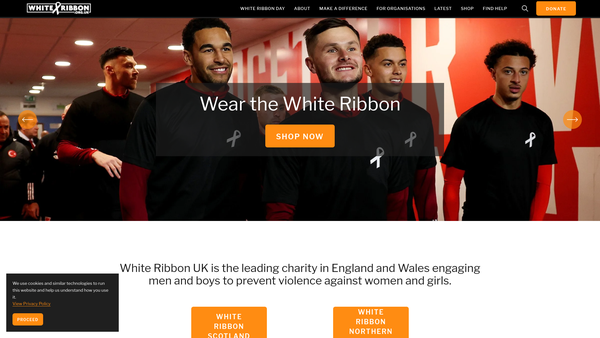 Screenshot of the White Ribbon Campaign Ltd website