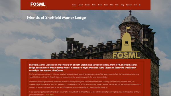 Screenshot of the Friends Of Sheffield Manor Lodge website