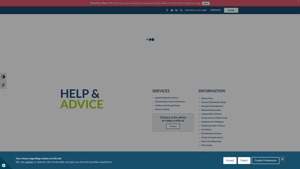 Screenshot of the Greater Manchester Immigration Aid Unit website