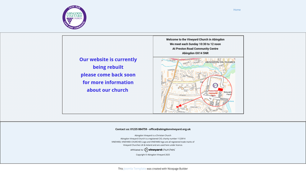 Screenshot of the Abingdon Vineyard Church website