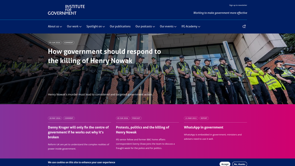 Screenshot of the Institute For Government website