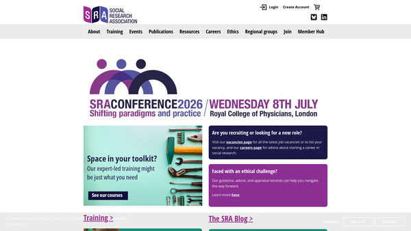 Screenshot of the The Social Research Association website