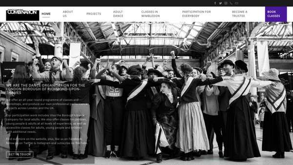 Screenshot of the Combination Dance Company website