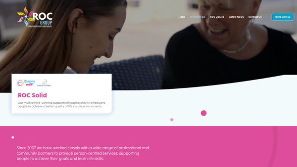 Screenshot of the Roc Solid website