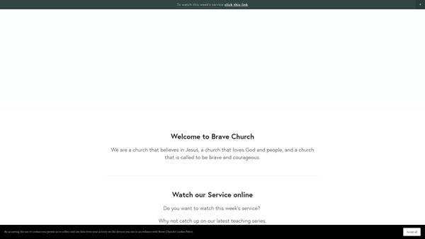Screenshot of the Brave Church website