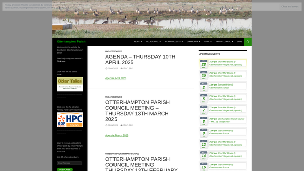 Screenshot of the Otterhampton Parish Recreation Association website