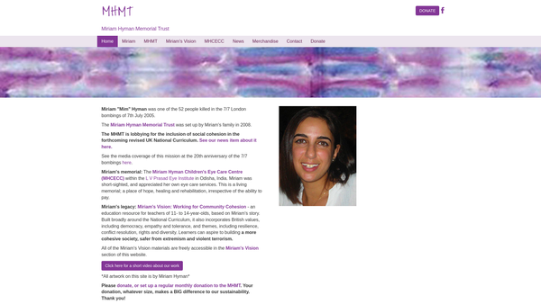 Screenshot of the Miriam Hyman Memorial Trust website