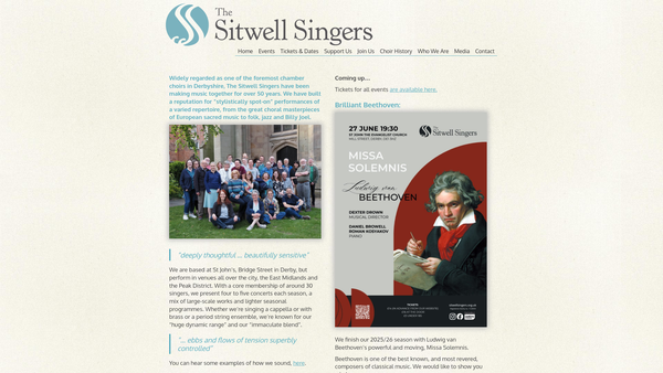 Screenshot of the The Sitwell Singers website