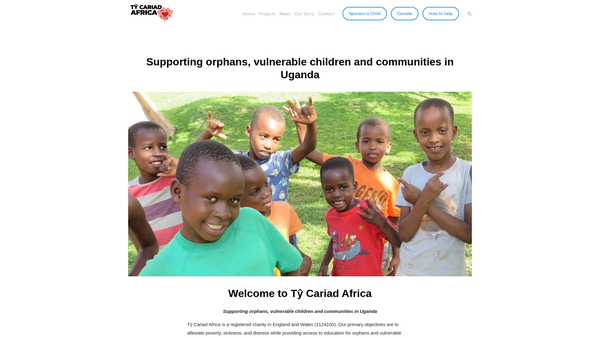 Screenshot of the Ty Cariad Africa website
