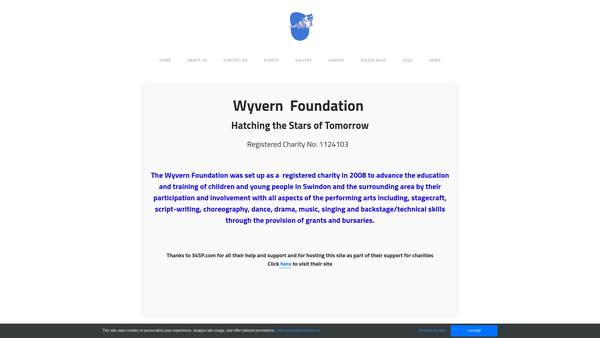 Screenshot of the Wyvern Foundation website