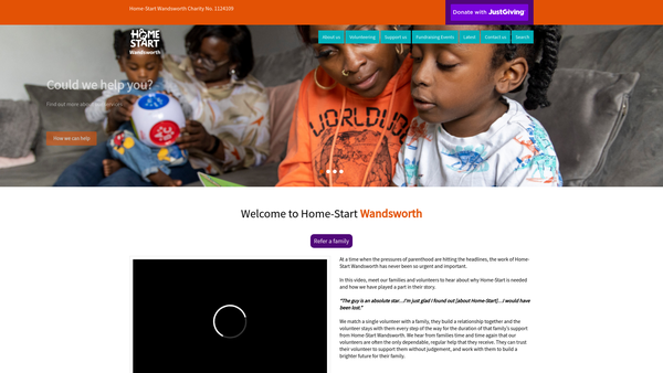 Screenshot of the Home-Start Wandsworth Limited website