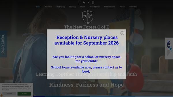 Screenshot of the The New Forest School PTA website