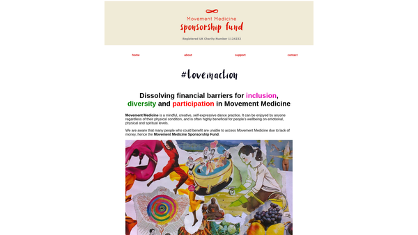 Screenshot of the Movement Medicine Sponsorship Fund website