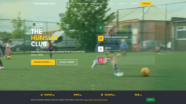 Screenshot of the The Hunslet Club website
