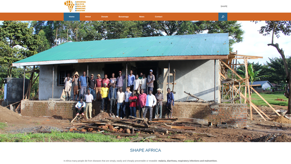 Screenshot of the Supporting Health In Africa And Promoting Education (Shape) website