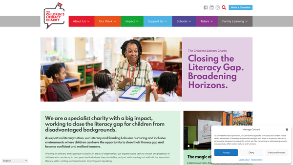 Screenshot of the The Children's Literacy Charity website