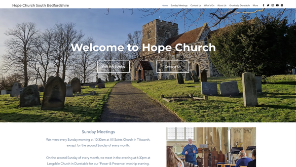 Screenshot of the Hope Church South Bedfordshire Trust website