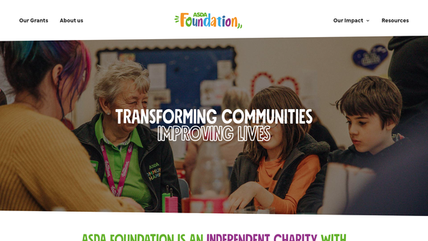 Screenshot of the The Asda Foundation website