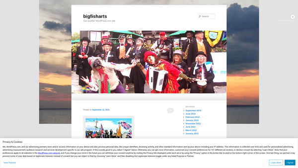 Screenshot of the The Big Fish Band website