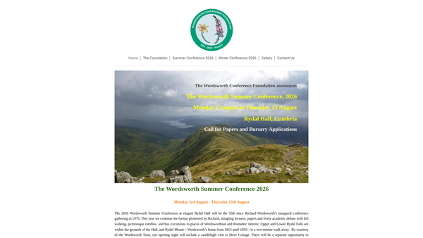 Screenshot of the The Wordsworth Conference Foundation website