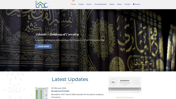Screenshot of the Islamic Academy Of Coventry (Iac) website