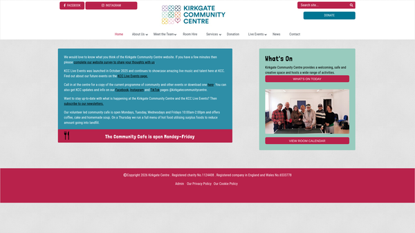 Screenshot of the Kirkgate Community Centre website