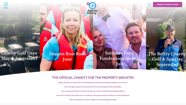 Screenshot of the Agents Giving website