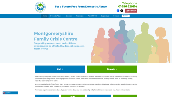 Screenshot of the Montgomeryshire Family Crisis Centre website