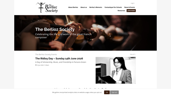 Screenshot of the The Berlioz Society website