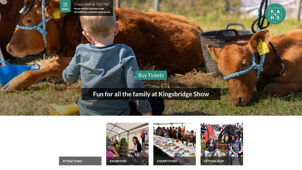 Screenshot of the Kingsbridge Agricultural And Horticultural Society Limited website