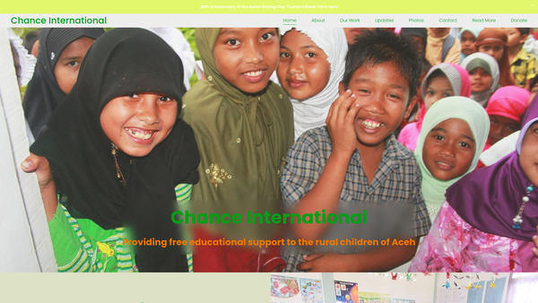 Screenshot of the Chance International website
