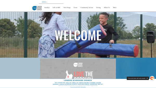 Screenshot of the London Riverside Church website