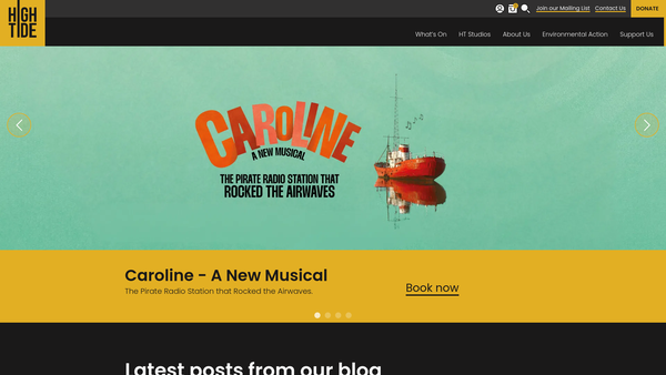 Screenshot of the HighTide Theatre Limited website