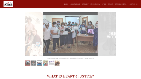 Screenshot of the Heart For Justice website