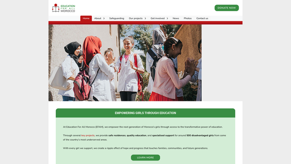 Screenshot of the Education For All Morocco Ltd website