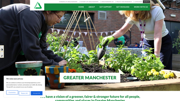 Screenshot of the Groundwork Greater Manchester website