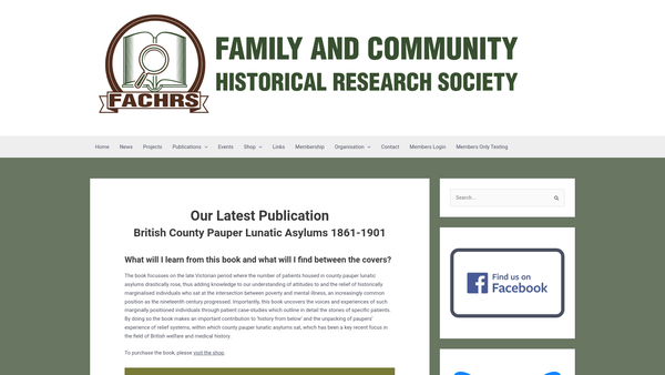 Screenshot of the Family And Community Historical Research Society Limited website