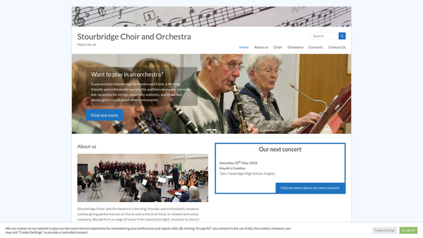 Screenshot of the Stourbridge Choir And Orchestra website