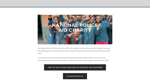 Screenshot of the National Police Aid Charity website