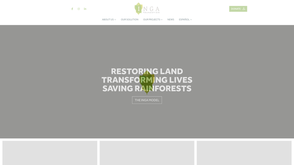Screenshot of the Inga Foundation website