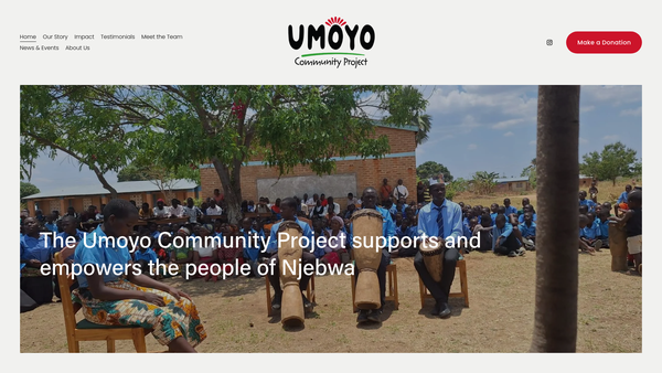 Screenshot of the Umoyo Community Project website