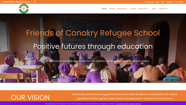 Screenshot of the Friends Of Conakry Refugee School website