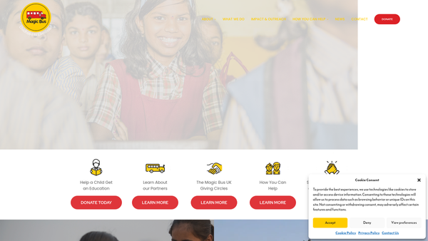 Screenshot of the Magic Bus UK website