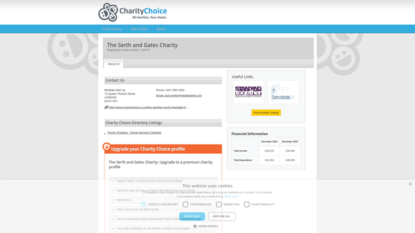 Screenshot of the The Serth And Gates Charity website