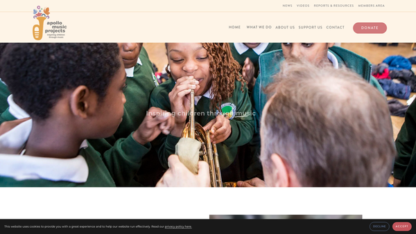 Screenshot of the Apollo Music Projects website
