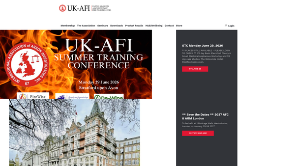 Screenshot of the International Association Of Arson Investigators United Kingdom website