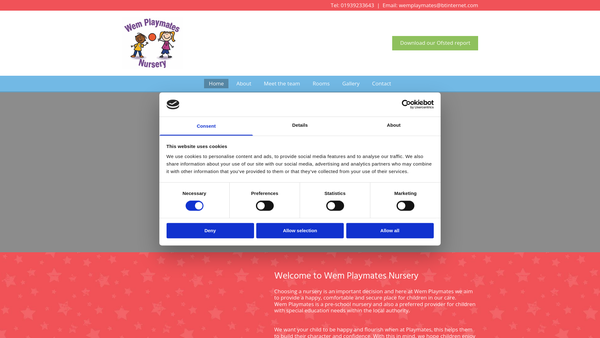 Screenshot of the Wem Playmates Nursery website