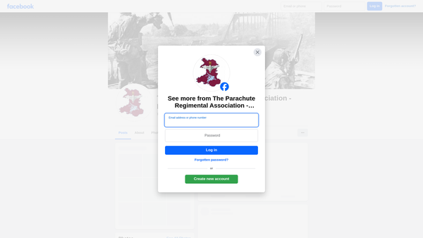 Screenshot of the The Parachute Regimental Association Newport Branch website