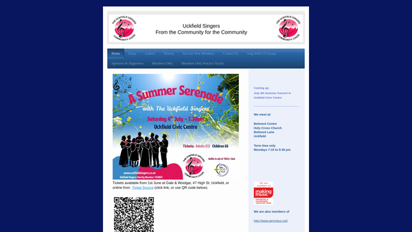 Screenshot of the The Uckfield Singers website