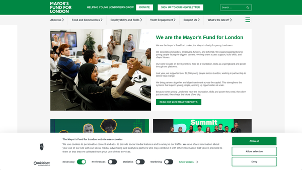 Screenshot of the The Mayor's Fund For London website